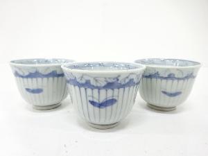 古伊万里　染付　蝶　汲出　3客